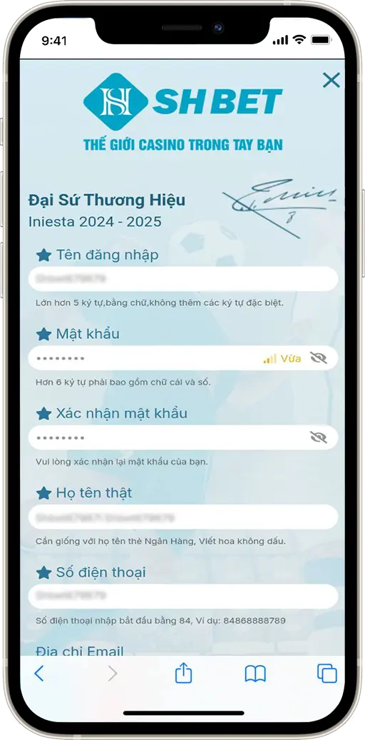 Bước 2: Hội viên điền đầy đủ thông tin hệ thống yêu cầu và xác nhận đăng ký